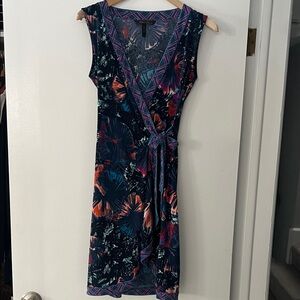 BCBGMaxAzria Multicolor Tropical Print Midi Dress